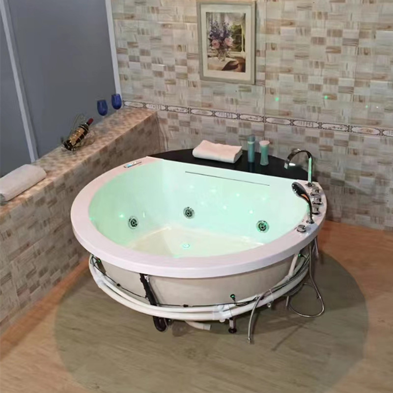 靓勒亚克力户外圆形智能浴缸家用嵌入式双人情侣按摩浴池加热恒温
