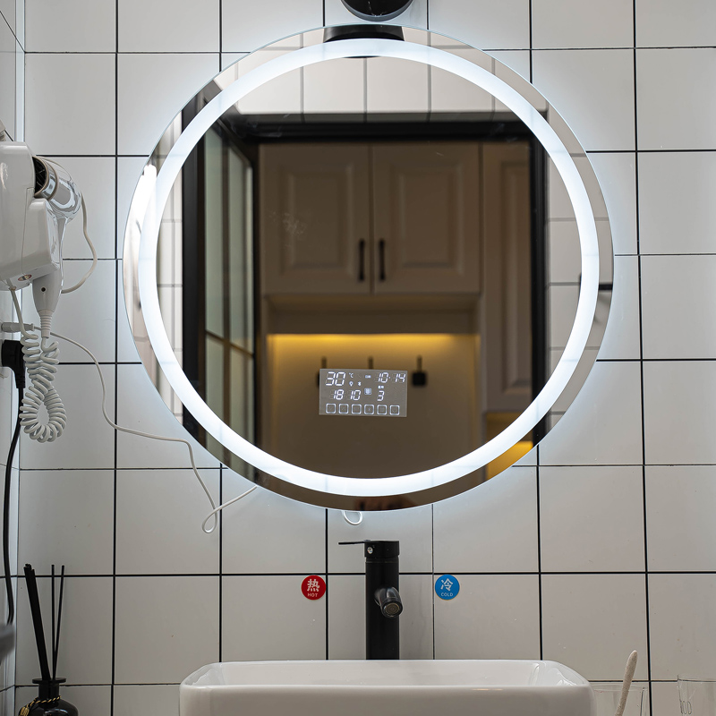 北欧浴室镜壁挂卫浴镜智能镜卫生间镜子防雾镜洗手台LED灯圆型镜