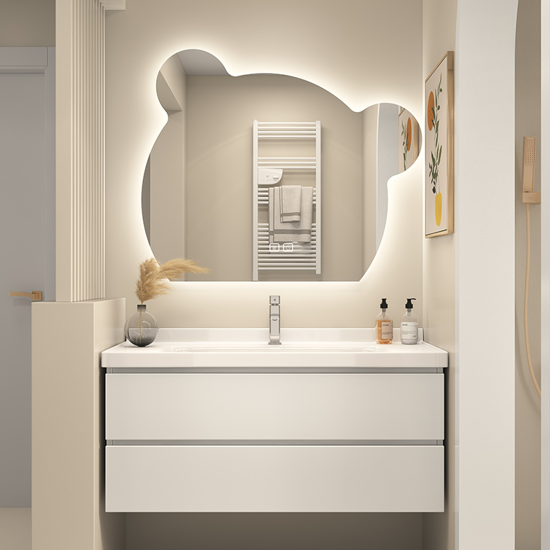 网红智能小熊镜浴室柜镜柜组合卫生间洗脸盆家用卫浴柜厕所洗手台