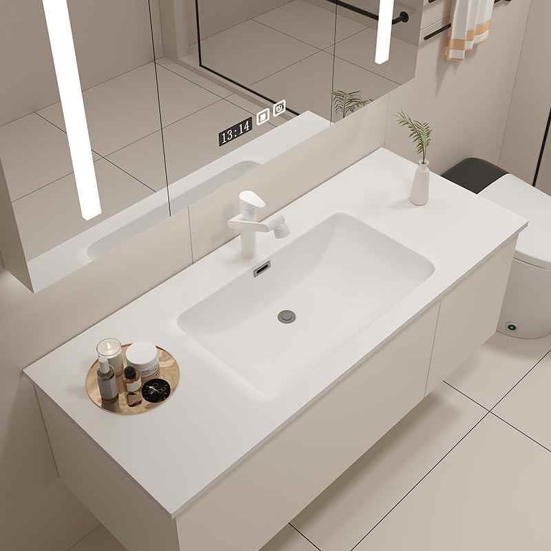 实木浴室柜组合现代轻奢卫生间智能纳米岩石陶瓷一体洗脸盆洗