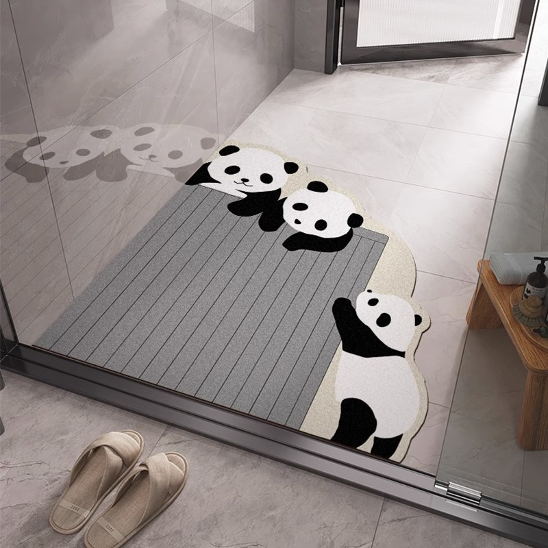 浴室地垫硅藻泥强吸水垫异形可爱熊猫卫浴厕所卫生间防滑脚垫地毯