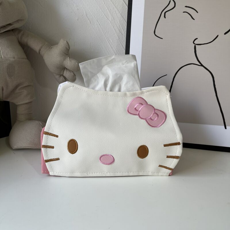 HelloKitty纸巾套 卡通粉色kt猫抽纸袋PU皮革防水纸巾袋抽纸套