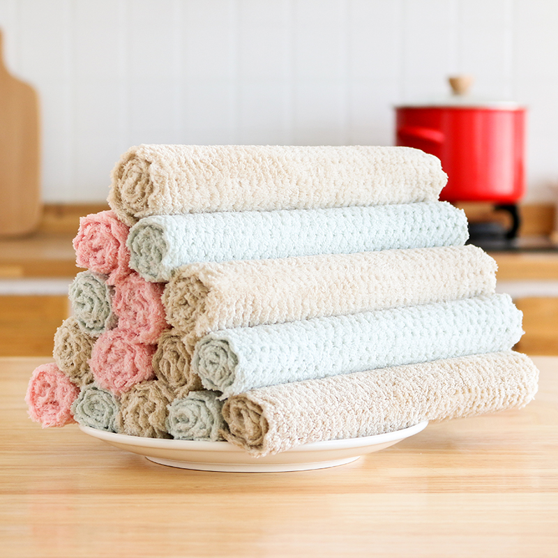 10条装加厚抹布厨房家务清洁布吸水强不易沾油洗碗巾擦桌子洗碗布