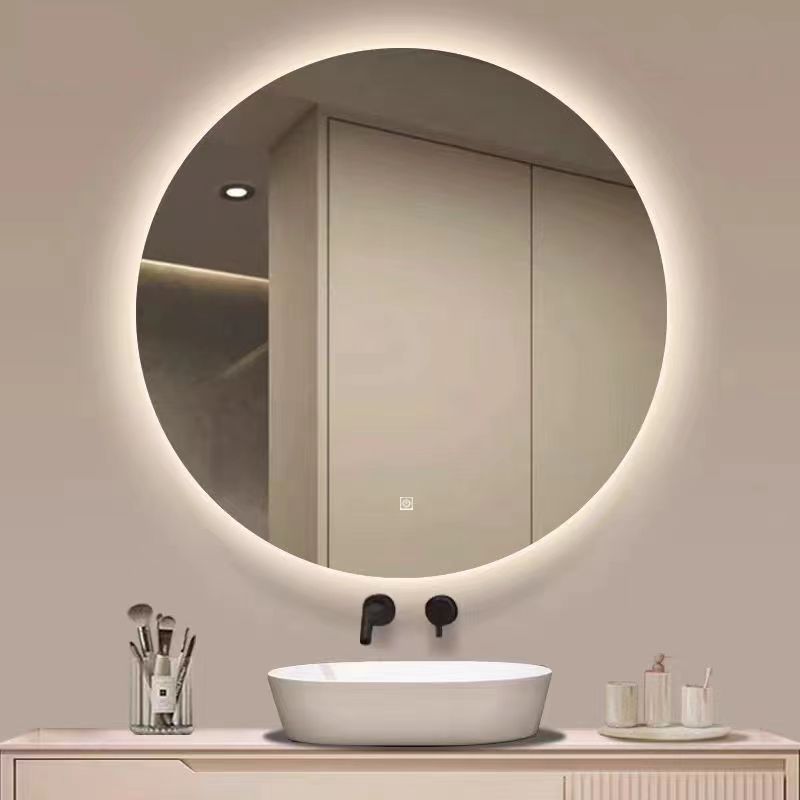 智能浴室镜家用挂墙式卫生间镜子壁挂洗手间带灯触摸屏防雾镜圆形