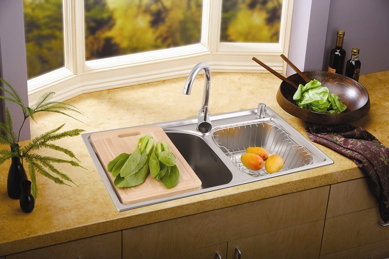 陶可优厨房304不锈钢水槽双槽 一体成型加厚洗菜盆拉丝洗碗池套餐