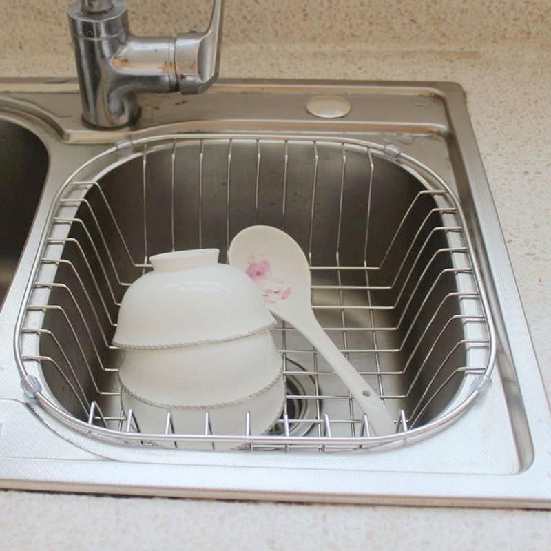 厨房水槽加粗304不锈钢沥水篮洗菜盆滤网碗碟置物架漏水架