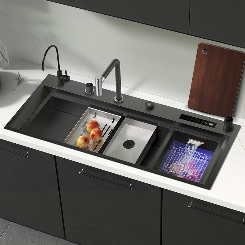 厨房304不锈钢水槽智能净化大单槽洗菜盆果蔬消毒机洗碗槽
