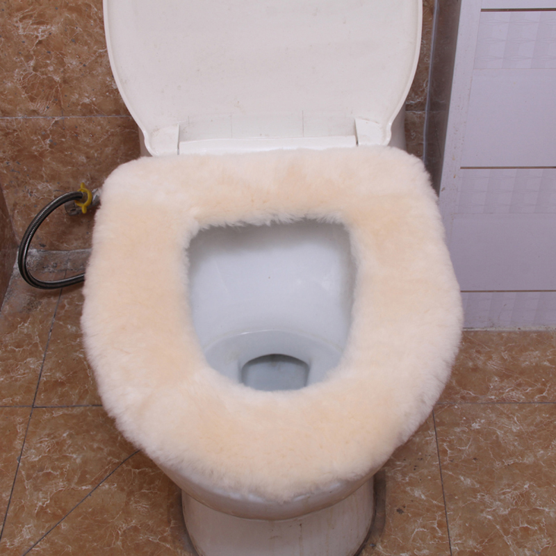 家用纯羊毛马桶坐垫粘贴式冬季短毛绒加厚保暖通用抗菌方形坐便套