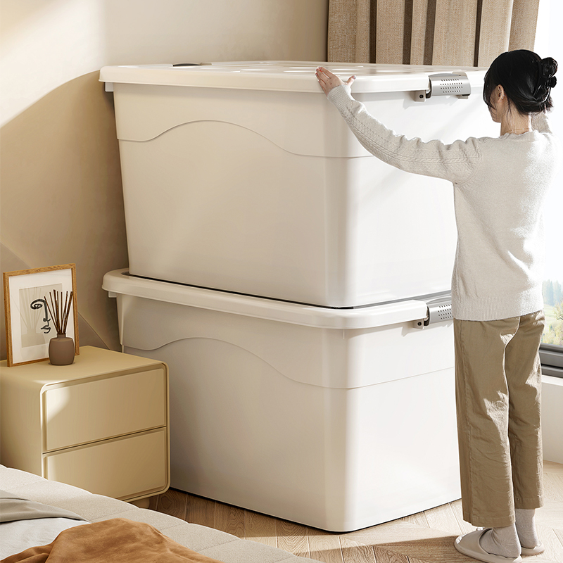 日本收纳箱大容量超大塑料衣服整理箱家用特大号加厚后备箱储物箱