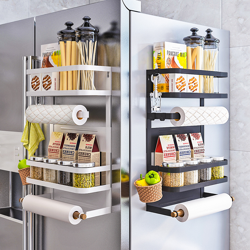 厨房冰箱置物架侧收纳架磁吸免打孔壁挂式调料架子保鲜膜袋挂架