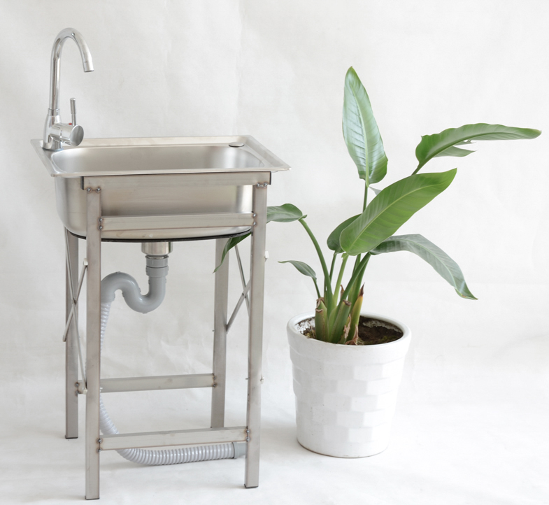 焊接简易不锈钢水槽单槽带支架家用落地简易洗碗洗手洗菜盆加厚水