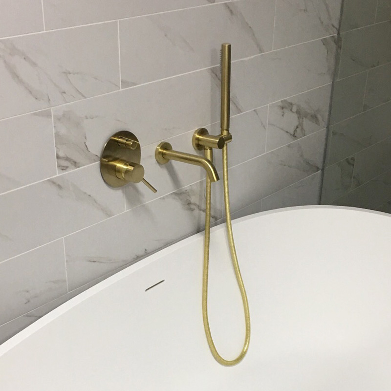 全铜圆形金色暗装入墙式嵌入淋浴花洒套装浴室浴缸水龙头冷热家用