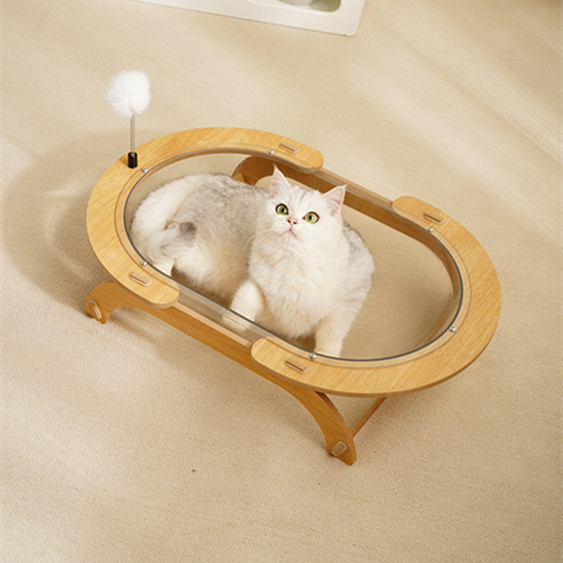大号太空舱猫窝透明半圆浴缸猫碗床木制加宽肥猫无忧英短猫咪用品