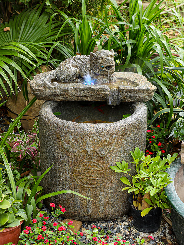 新中式庭院喷泉流水摆件入户花园装饰水池招财貔貅阳台鱼池造景观