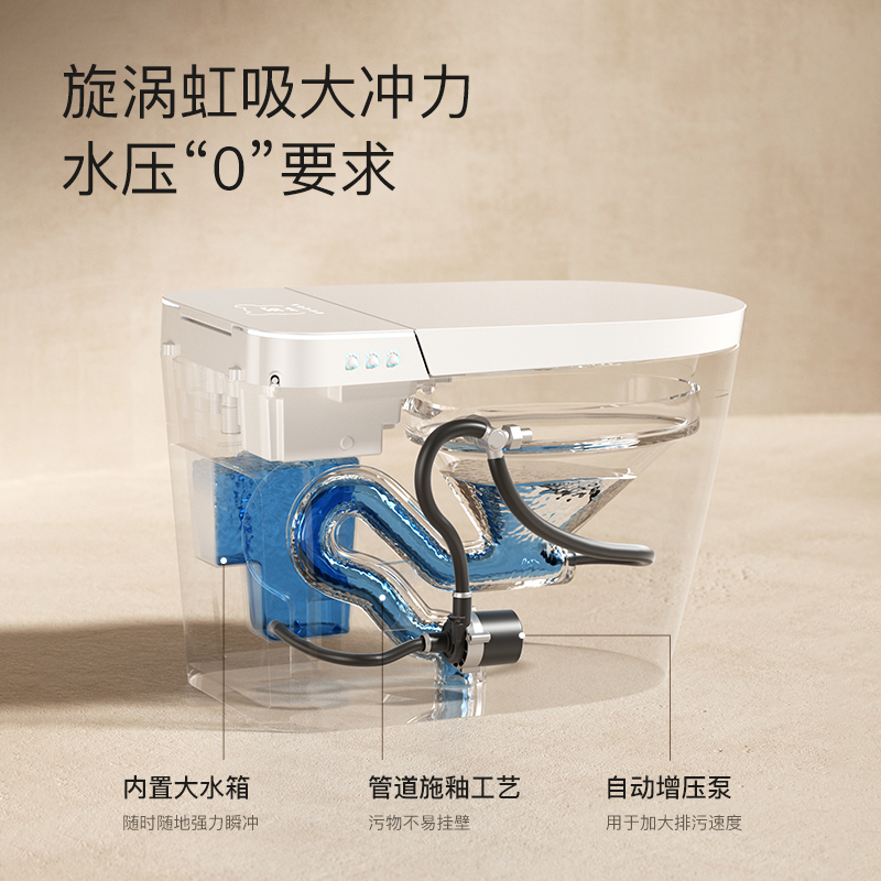 新款智能马桶无水压全自动多功能语音带水箱一体式家用座便器