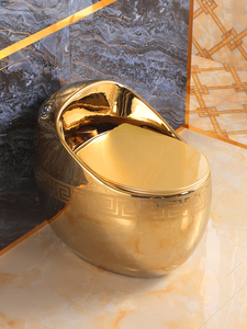 金色坐便器鸡蛋型电镀黄金色马桶艺术个性欧式陶瓷新款抽水座便器