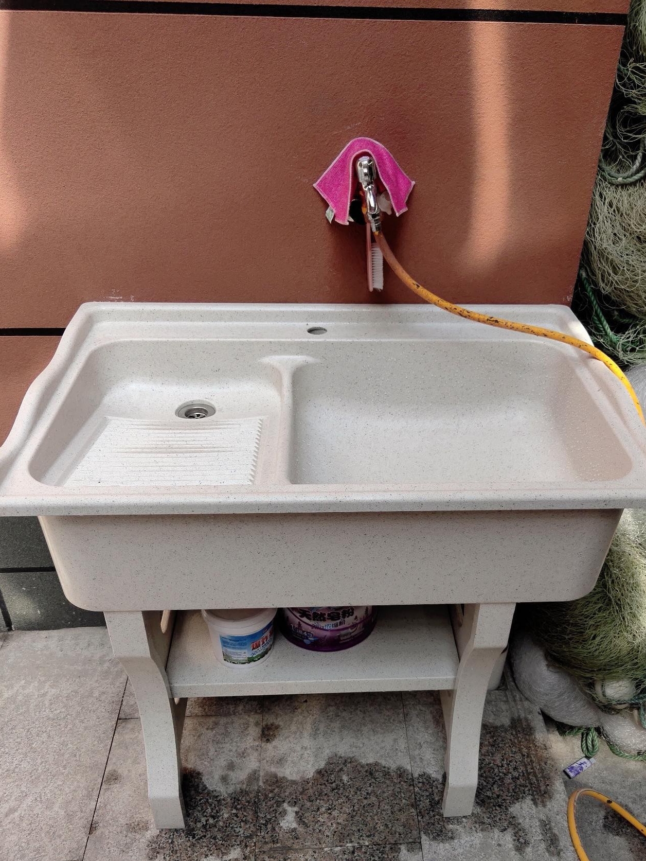 石英石洗衣池阳台家用洗手池带搓衣板室外洗衣台大理石洗衣槽水槽