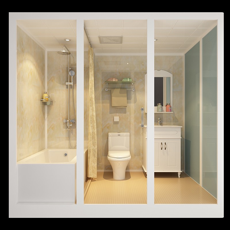 酒店家用带浴缸一体式淋浴房整体卫生间玻璃隔断洗澡房集成卫浴室