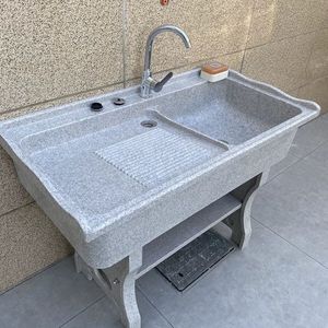 石英石洗衣池室内外阳台家用带搓板洗衣台盆大理石一体式洗衣水槽