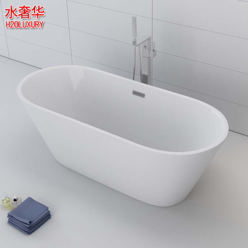 H2oluxury一体式  按摩艺术缸 亚克力浴缸长方形 独立浴缸 1.7米