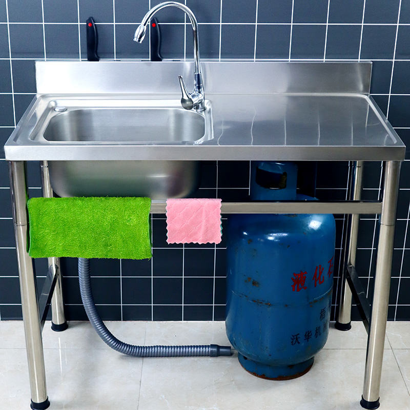 单槽1米不锈钢水槽台面一体带平台支架家用商用厨房洗碗池洗菜盆