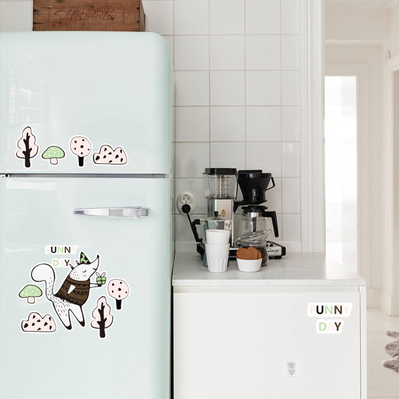卡通竹炭消臭冰箱贴纸 创意自粘卧室厨房橱柜玻璃装饰贴画 马桶贴