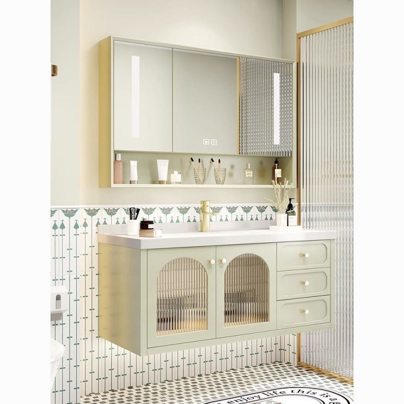 橡木浴室柜组合卫生间陶瓷一体现代简约洗漱台田园风洗手洗脸盆柜