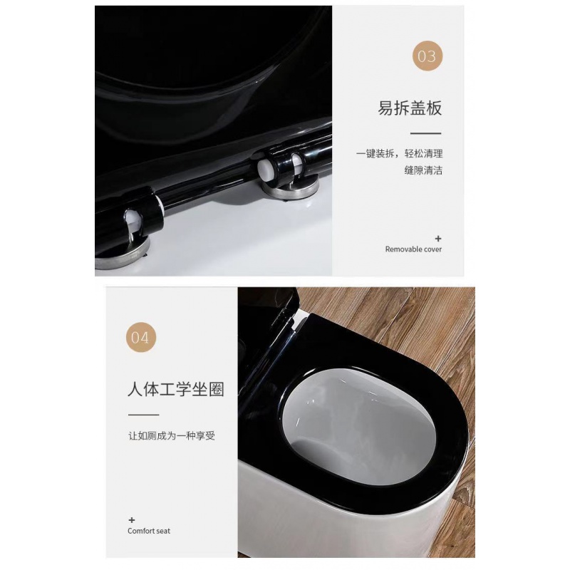 6ILY加厚黑色马桶盖通用缓降静音坐便座圈盖子老式UV型厕所板马桶