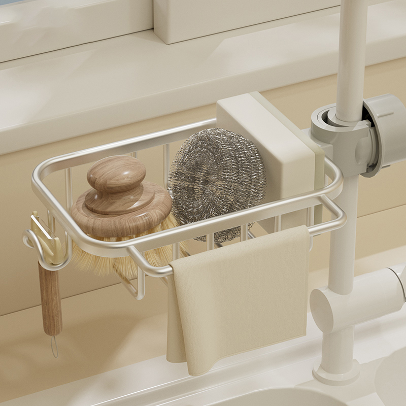 厨房水龙头置物架钢丝球海绵收纳架子洗碗洗菜池水槽架抹布沥水架