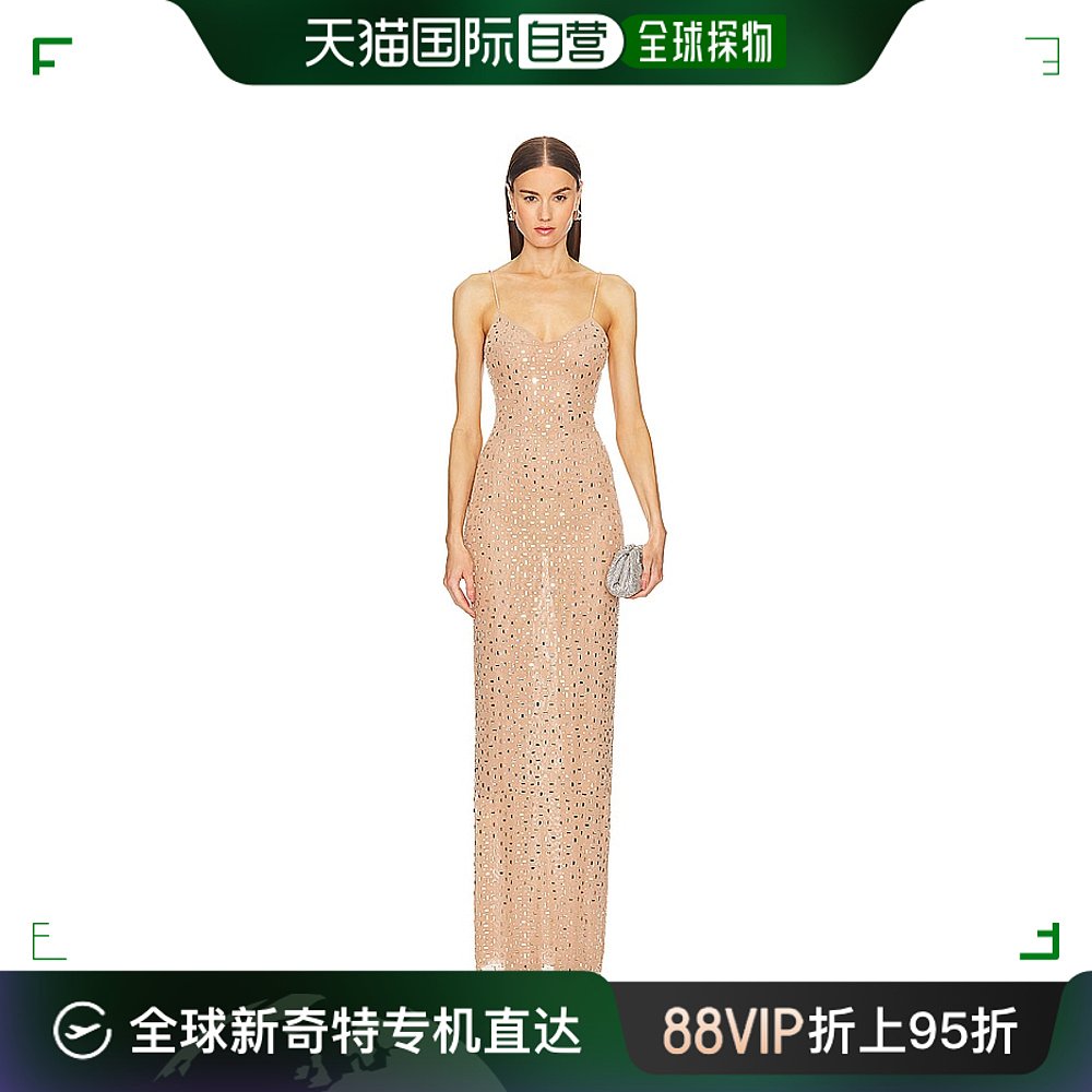 香港直邮潮奢 Self-Portrait 女士 人造钻石网纱长款连衣裙 SS249