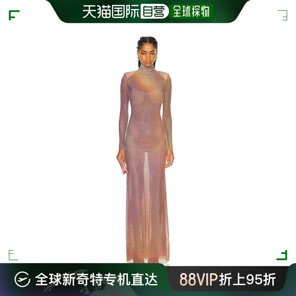 香港直邮潮奢 Self-Portrait 女士 印花人造钻石长款连衣裙 RS241
