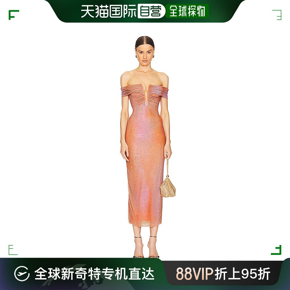 香港直邮潮奢 Self-Portrait 女士 人造钻石中长连衣裙 SS24176M