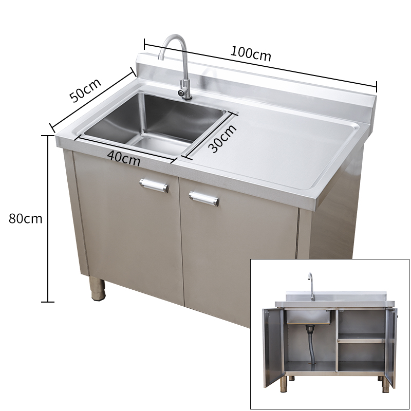 厨房不锈钢洗菜池盆水池水槽橱柜家用商用平面一体柜定制304i.