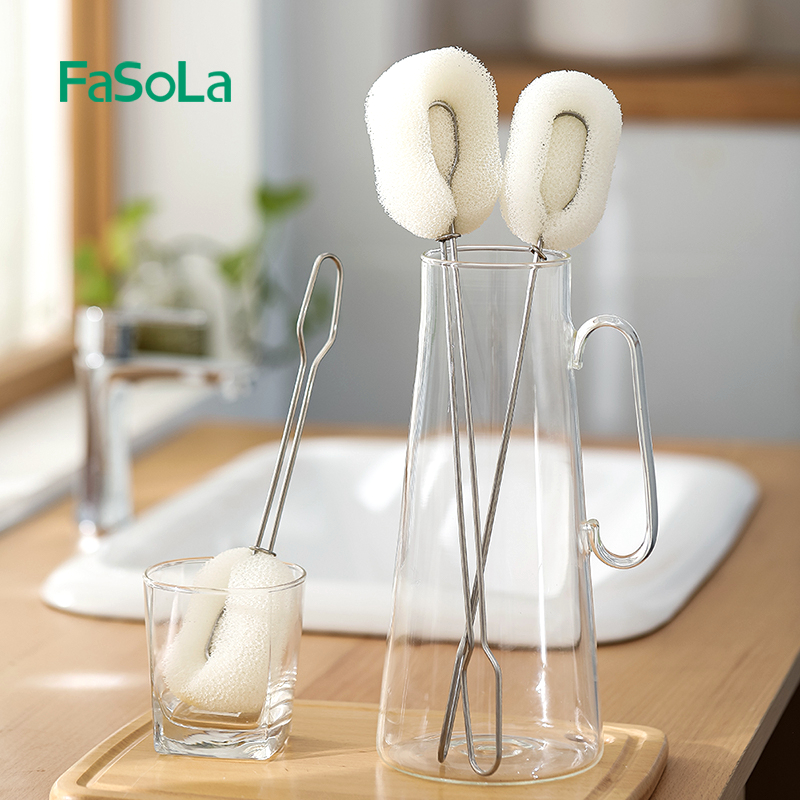 FaSoLa奶瓶刷不锈钢杯刷海绵刷长柄水杯清洗洗杯刷神器洗杯子刷子