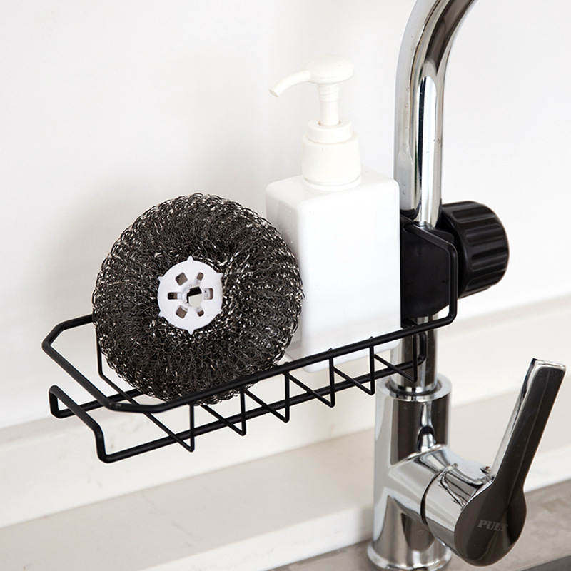 不锈钢水龙头置物架洗碗抹布水池收纳架免打孔厨房水槽海绵沥水架