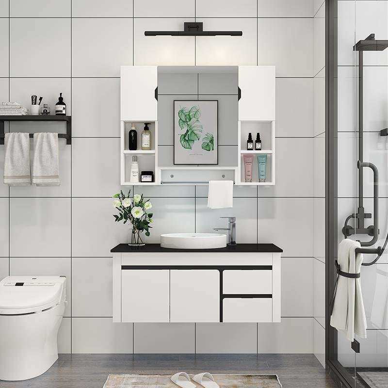 北欧浴室柜组合落地式洗手池洗脸盆现代简约洗漱台卫生间挂墙面盆
