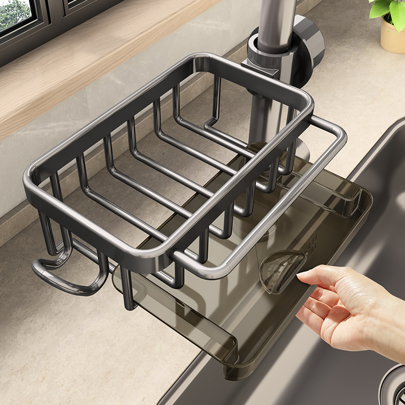 厨房水槽水龙头毛巾抹布置物碗架洗碗海绵擦沥水篮多功能收纳神器