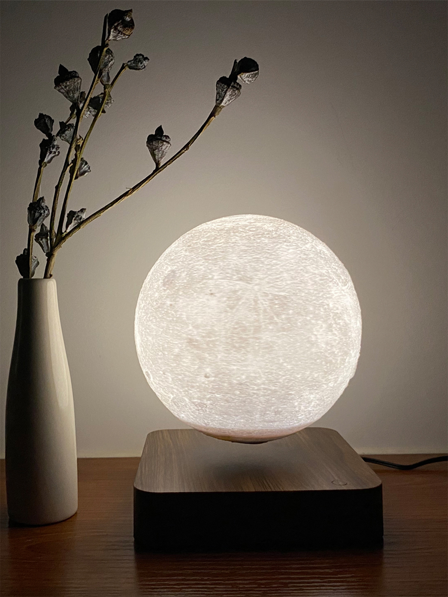 HCNT创意悬浮月球灯触摸三色月亮灯送女生朋友简约温馨床头暖光灯