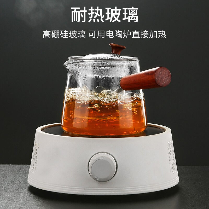 三多九如玻璃茶壶大容量泡茶壶耐高温茶水分离侧把功夫茶具电陶炉