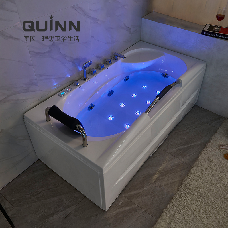 家用成人亚克力单人按摩带扶手浴缸智能恒温浴盆1.4-1.7米
