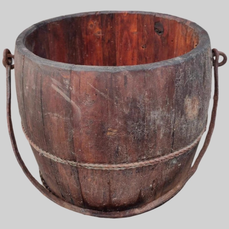 民俗文化老物件木水桶创意盆景木艺木雕水桶影视道具挑水桶马桶