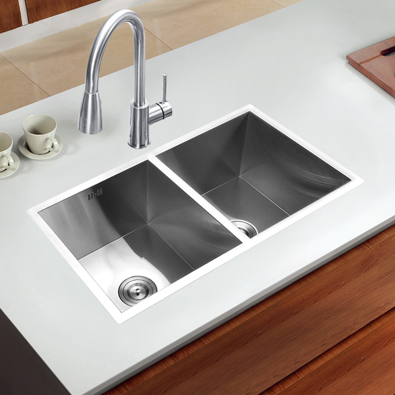 KOHILIER厨房水槽加厚304不锈钢拉丝手工单槽双槽洗碗池洗菜水盆