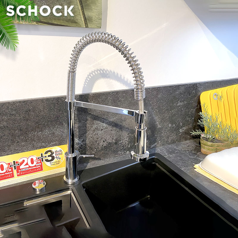 德国制造Schock硕科厨房不锈钢镀铬陶瓷阀芯水龙头可旋转Karpo