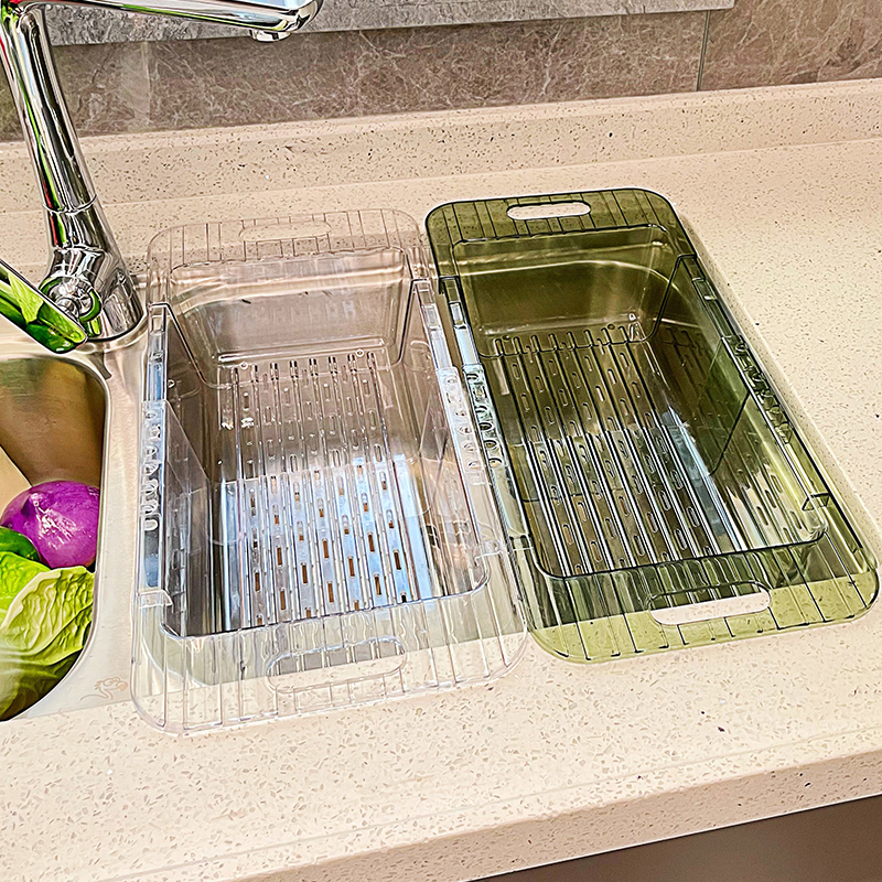 家用塑料洗菜篮水槽滤水篮水池菜篮子厨房伸缩沥水架洗菜盆沥水篮