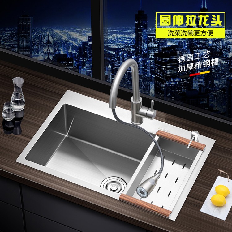 SUS304不锈钢手工水槽厨房台上台中台下洗碗洗菜槽水盆单槽 双槽