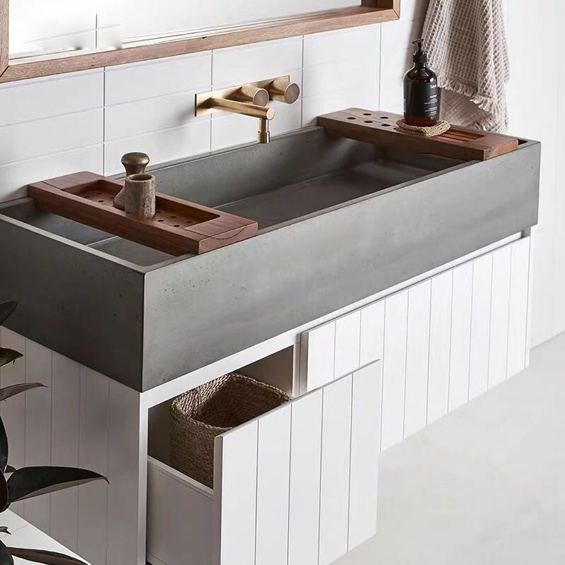 北欧风格水泥盆洗手盆柜现代简约落地卫浴柜洗脸盆浴室柜洗手台