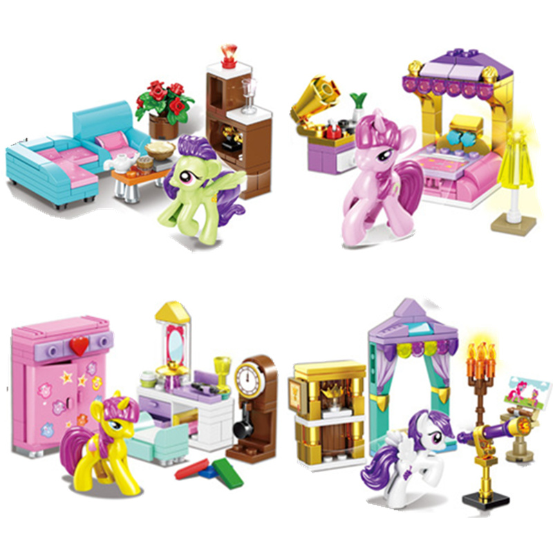 卡通动漫pony小马宝莉魔法梦幻城堡卧室兼容乐高拼装积木女孩玩具