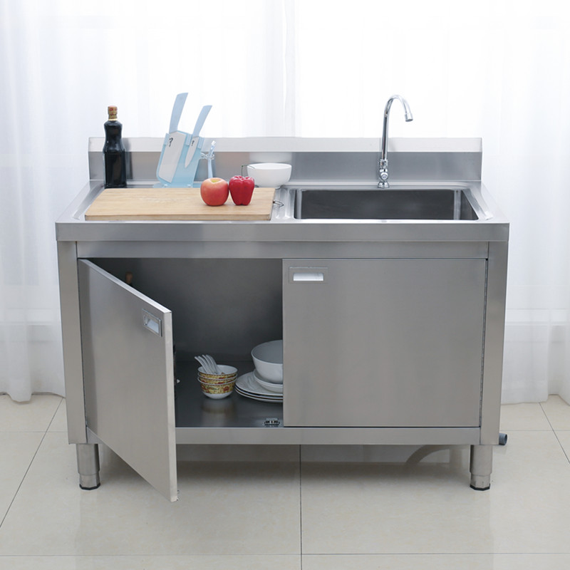 厨房304不锈钢水池橱柜水槽柜式落地一体式洗菜盆洗碗池带操作台