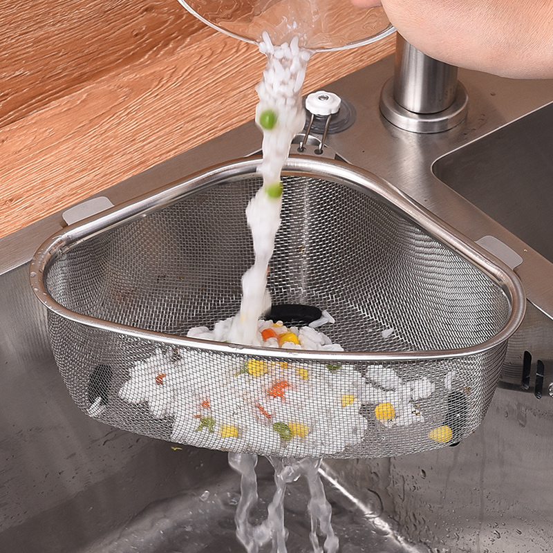 不锈钢水槽沥水篮厨房过滤网洗菜盆洗碗水池三角干湿分离家用隔渣
