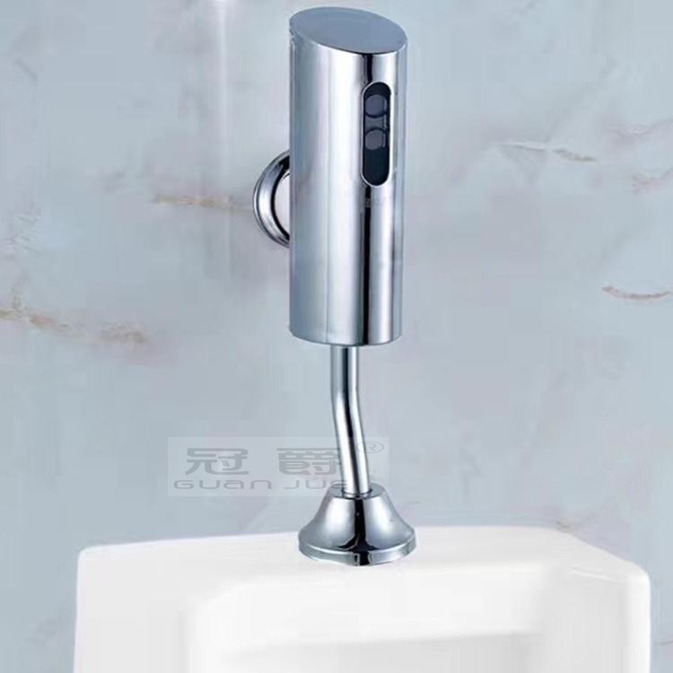 冠爵电镀银明装入墙式智能自动控制感应冲水器厕所小便斗冲洗阀